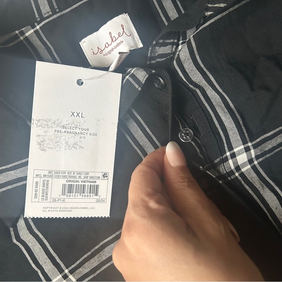 NWT Isabel Maternity Women’s Plaid Button Up Shirt XXL - Picture 6 of 9